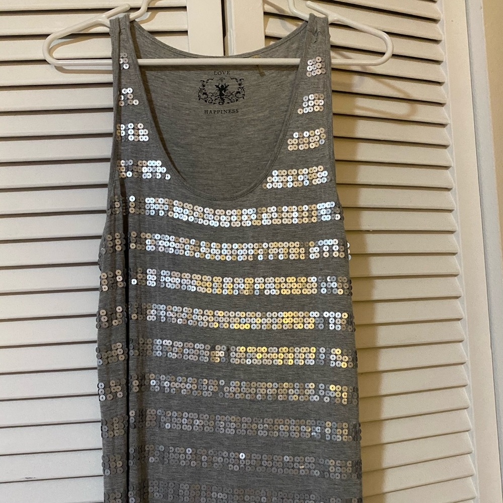 Gray Sequin Tank Top
